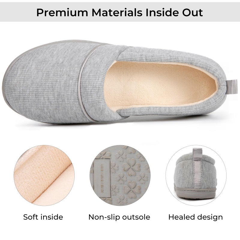 HomeTop Women's Comfy Loafer Slippers Lightweight Memory Foam Non-slip Indoor House Shoes (10 B(M) US, Light Gray) - Image 4